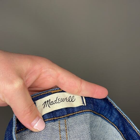 Madewell 9” High Rise Skinny Blue Denim Jeans Pants Women’s Size 31 Raw Hem - Picture 10 of 11